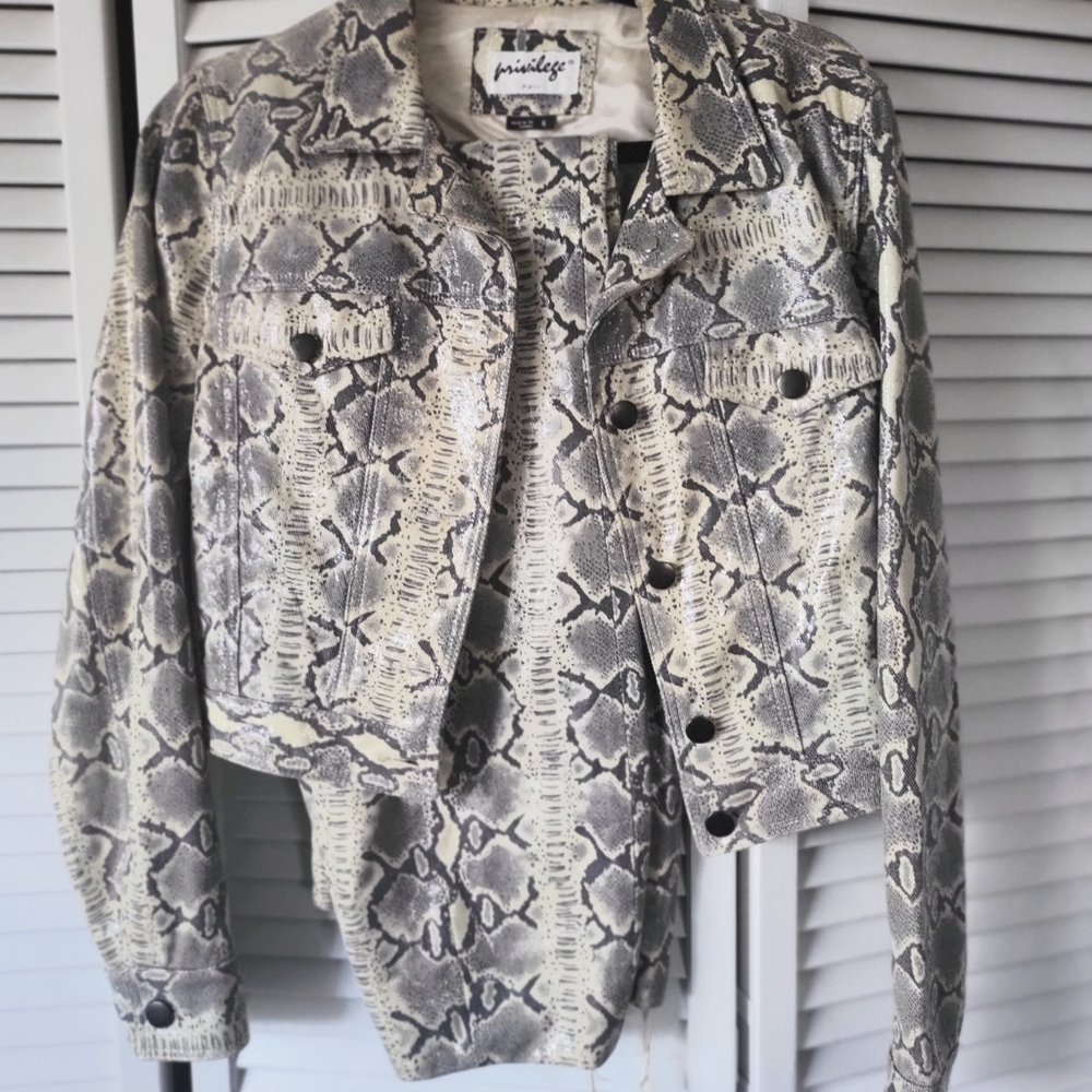 2 Piece Snakeskin Jacket & Pants Set by Privelege Paris
